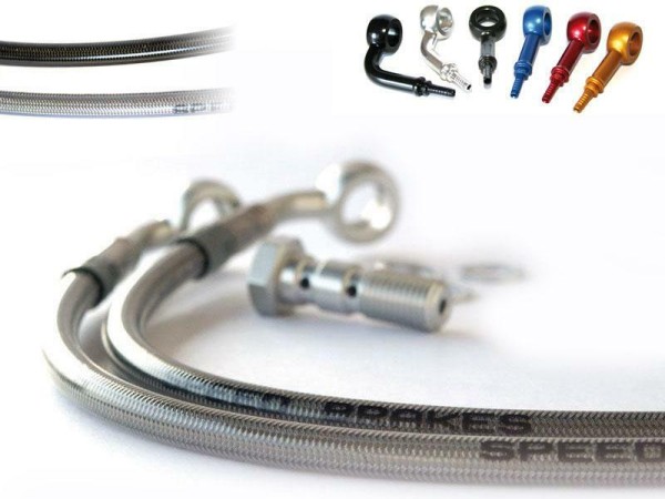 SPEEDBRAKES Tubo freno aeronautico in acciaio inox/banjo argento