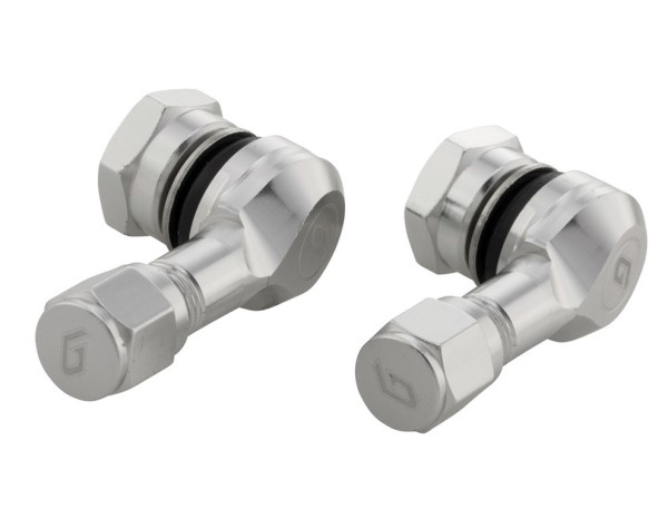 Inserto valvola per pneumatici/cerchi tubeless 80°, anodizzato argento