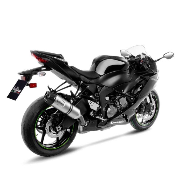 Sistema di scarico LeoVince LV One Evo per Kawasaki ZX-6 R 636, acciaio inox argento, slip on, certificato E