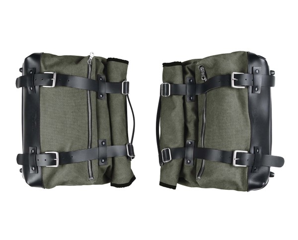 Set di borse laterali, verde, in tela per Moto Guzzi V9 Roamber / Bobber / V7 850 2021-