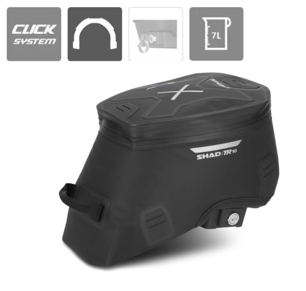 Borsa da serbatoio Shad da 7 litri, sistema Click, impermeabile e con chiusura a chiave